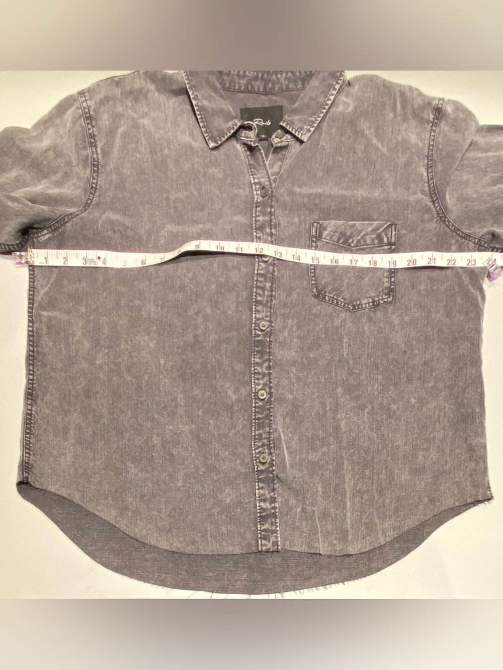 Rails Ingrid Gray Lyocell Linen Acid Wash Button Down , size XL, NWT - Picture 10 of 12